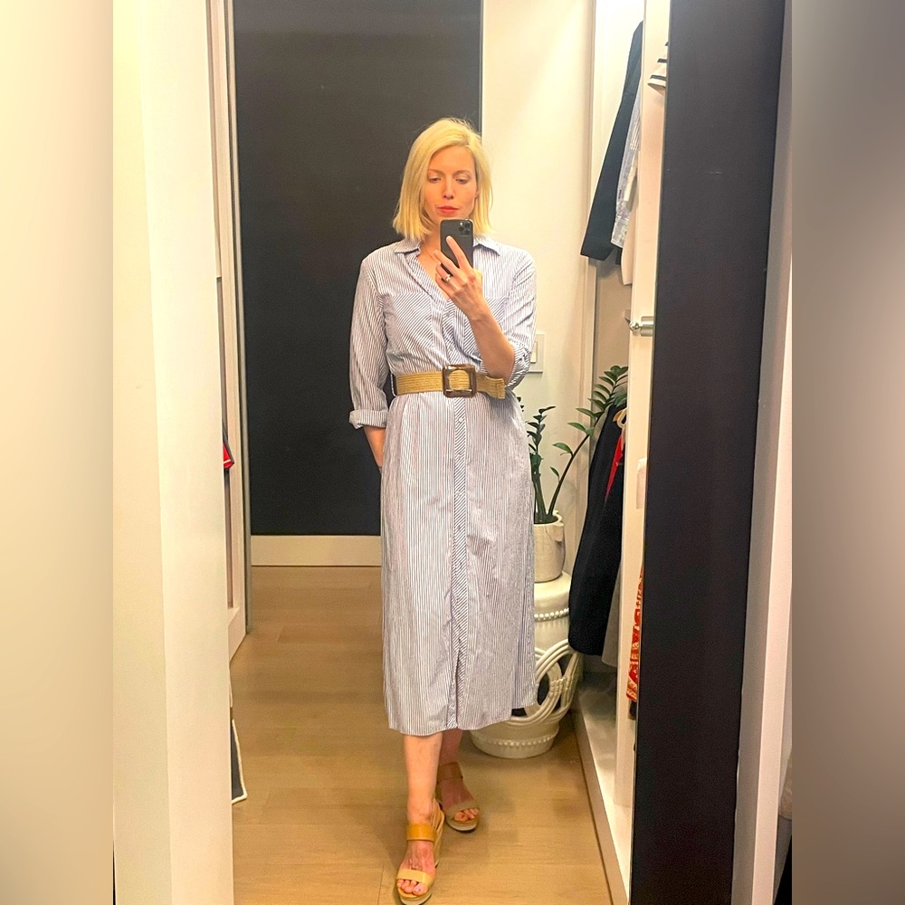 Zara seersucker button-down shirt dress